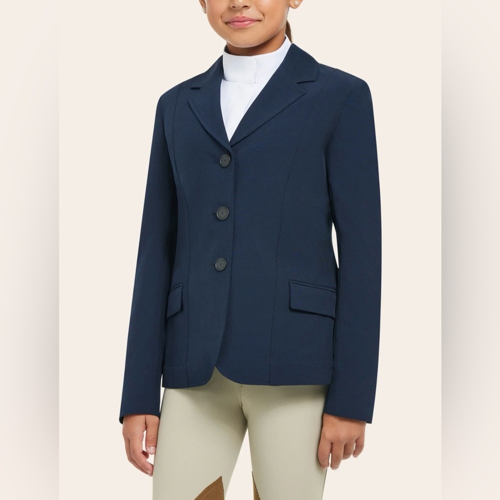 RJ Classics Skylar Jr Show Coat Navy Youth 16S Equestrian Riding Jacket Stretch